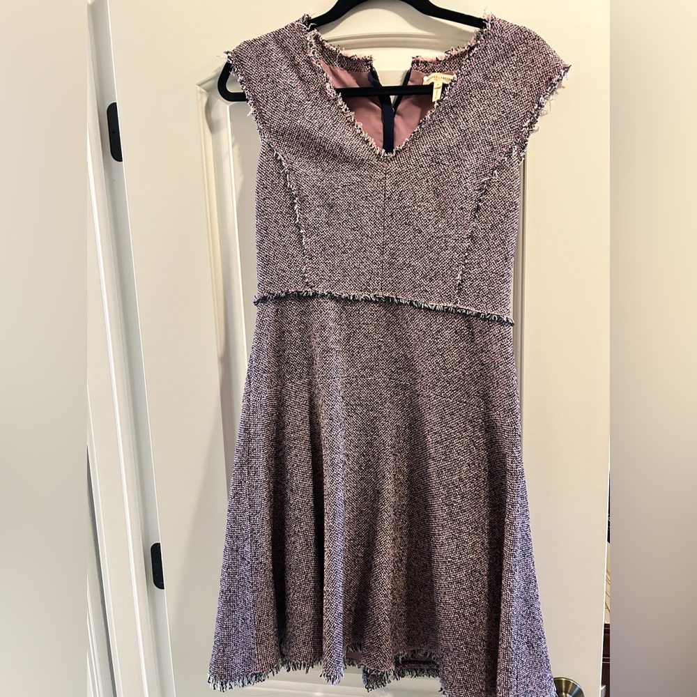 Rebecca Taylor Mauve Tweed Fit & Flare Midi Dress